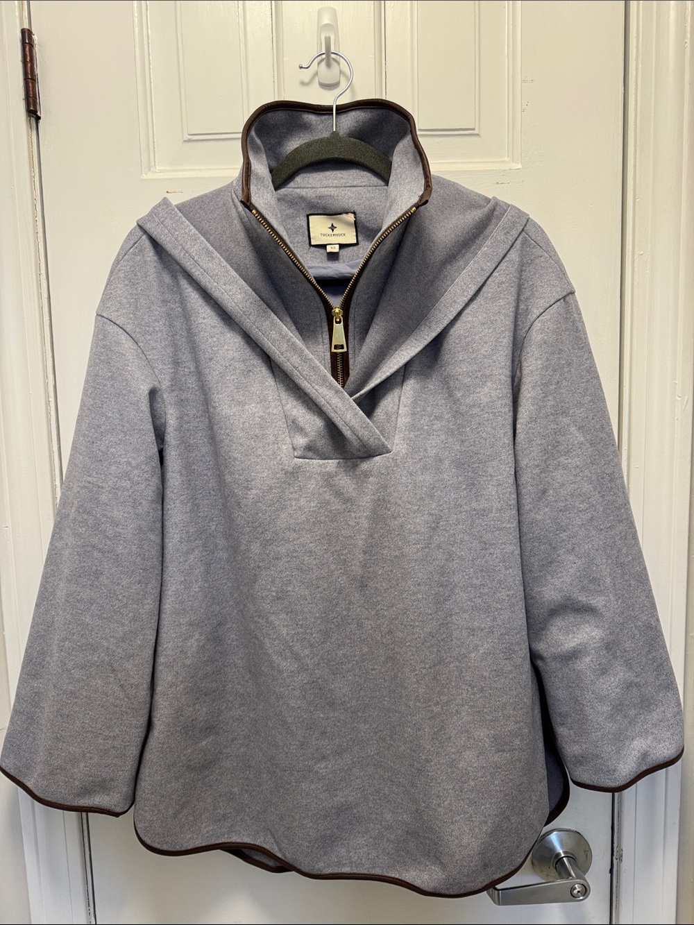 Tuckernuck Light Gray Coat with Pale Blue Lining